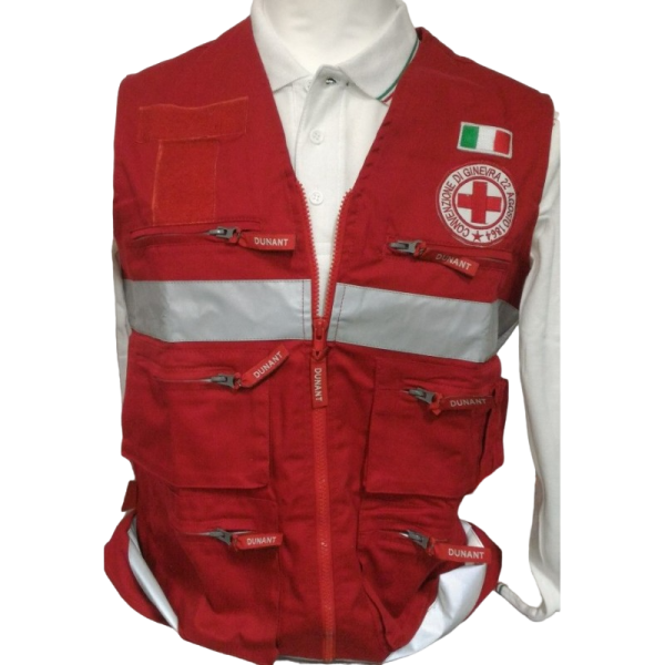 GILET ROSSO MULTITASCA CROCE ROSSA