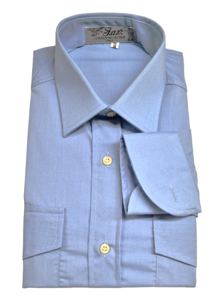 CAMICIA AZZURRA ML CON POLSINI E TASCHINO